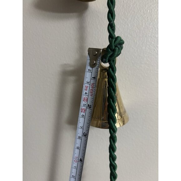 Vtg Graduated 4 Gold  Brass Bells Green Braided Rope Door Hanger Holiday - Picture 11 of 14